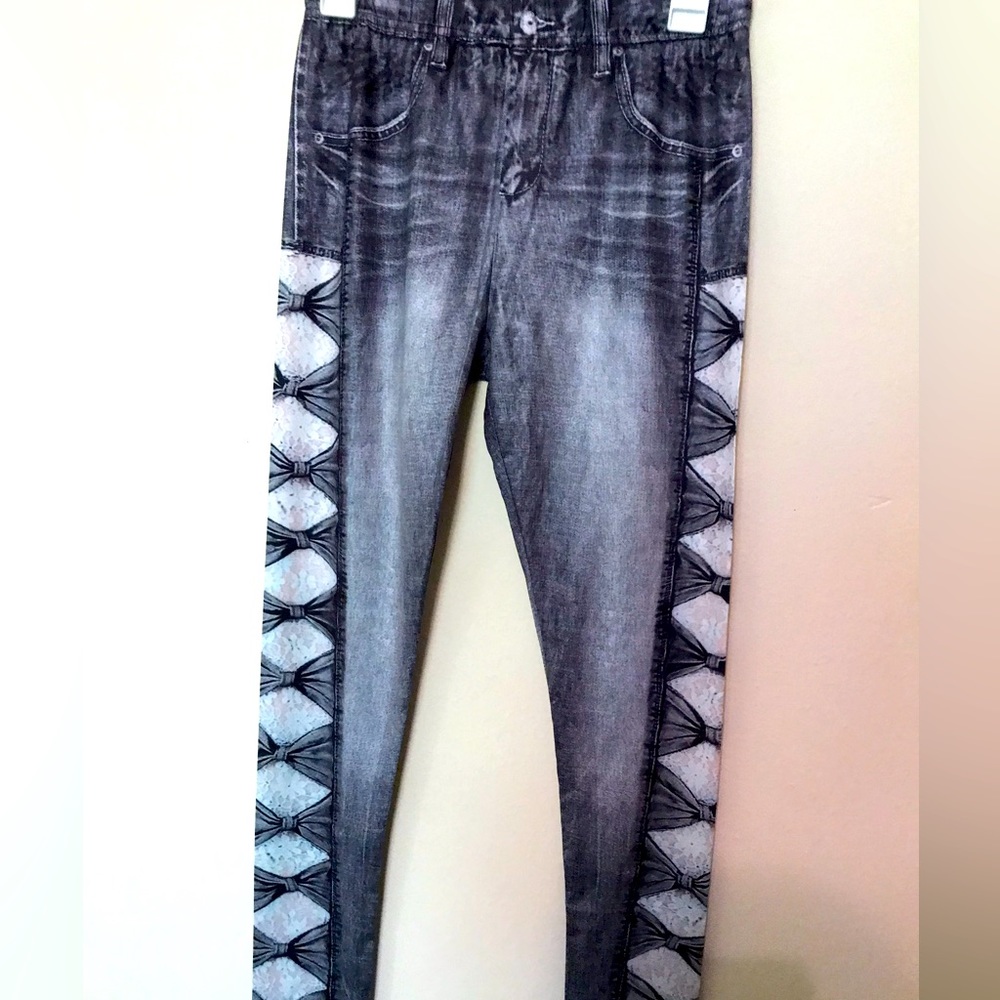 Large Lace Jean leggings. Thin silky material. Brand new